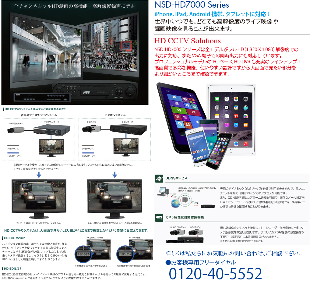 NSD-HD7000 Series　フルハイビジョン録画対応スタンドアローンHD DVR